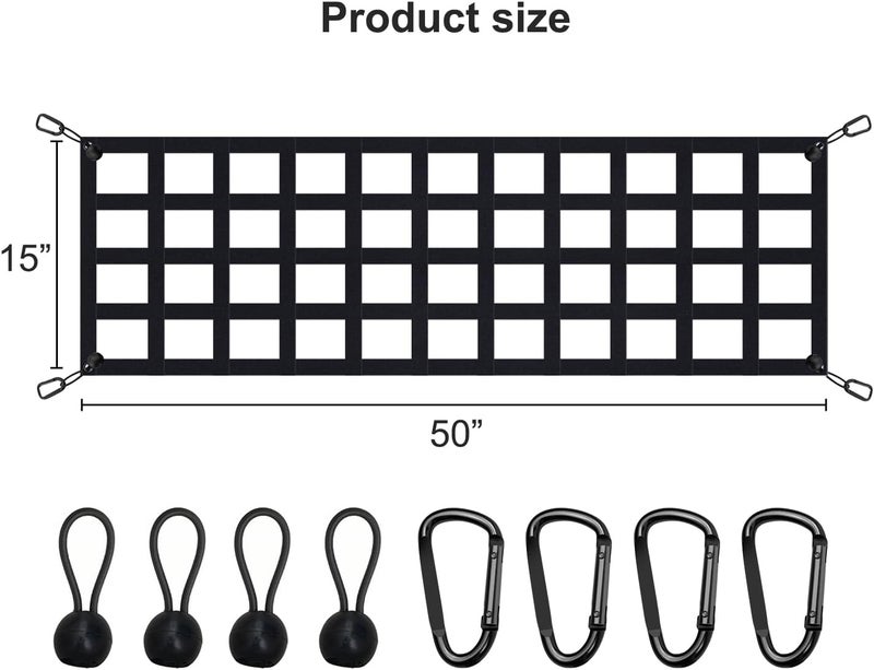 Wingsflee Tailgate Net for Most Mid Size Truck - Cargo Net Compatible with Ford, Chevy, Dodge,Ram - Tail Gate Extender Nets for Pickup Truck Bed (50" x 15") - Image 4